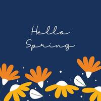 Welcome spring greeting card illustration in dark background vector