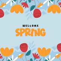 Spring greeting card background template vector
