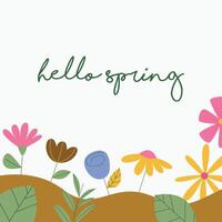 Welcome spring greeting card illustration in white background vector