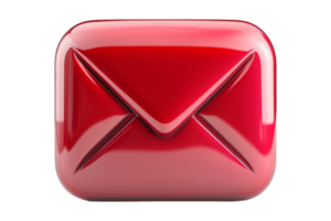 Shiny red email icon isolated graphic design digital png