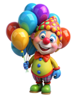 Happy clown creating joy with colorful balloons png