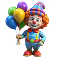 Smiling clown having fun with colorful balloons png
