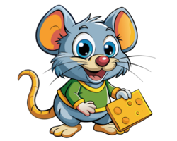 Funny mouse nibbling on a cheese block png