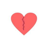 Illustration of a heart with a stitched torn effect, symbolizing the healing process after being injured. hearts sewn using thread are suitable for digital content with the theme of love and healing vector