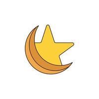 crescent moon star icon flat style vector