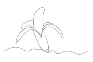 Hand-drawn banana continuous line art drawing. Banana outline illustration vector