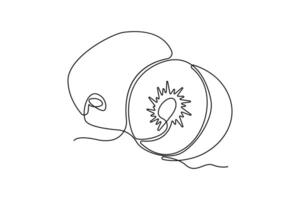 Kiwi one-line art drawing isolated on white background. Minimalist kiwi fruit icon. vector