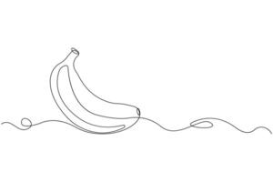 Continuous line art drawing of Banana. Minimalist banana fruit outline . vector