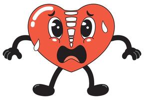 Cartoon Heart with Scared Expression vector