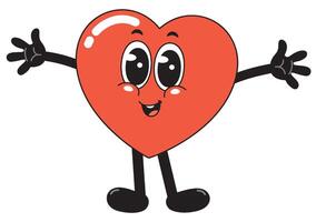 Cartoon heart character with arms outstretched vector