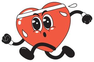Animated Heart Character Exercising with Sweat vector