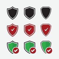 Shield icon set. Protect shield security line icons. Badge quality symbol, sign, logo or emblem shield vector