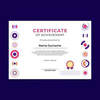 Modern certificate of achievement with colorful abstract design, editable template, and elegant layout vector