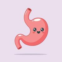 Cute Stomach Organ Vital Cartoon Icon Illustration. Organ education Icon Concept Isolated Premium . Flat Cartoon Style vector