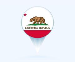 Map pointer with flag of California. vector