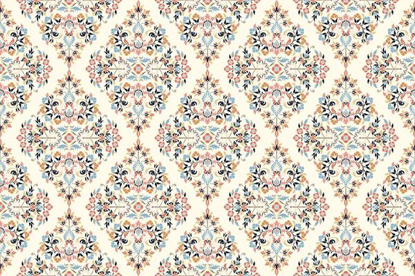 Wallpaper in the style of Baroque. Seamless paisley, indian floral ornament background, damask pattern. Boho apparel art, design back for fabric, papper and more.