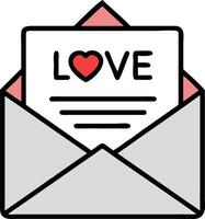 Open Envelope Visible Love Note Inside Icon vector