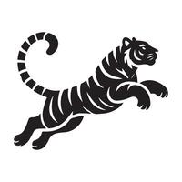 Jumping Tiger Silhouette Graphic A Powerful Black and White Design vector