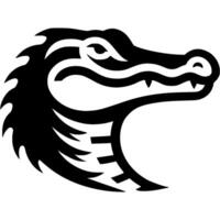 Tattoo of alligator head in monochrome. Wild crocodile side view. Engraving minimalistic image in black ink drawing on white background vector