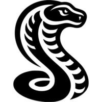 Tattoo of angry cobra snake head in monochrome. Wild serpent in madness. Engraving minimalistic image in black ink drawing on white background vector