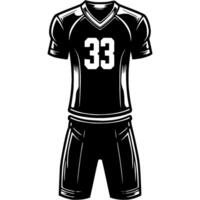 Professional sports uniform set for classic football player in monochrome. Simple minimalistic image in black ink drawing on white background vector