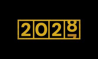 2028 Happy New Year Lettering with golden colour on Black Background. vector