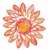 Art for kids flower monoprinting on paper make graphic . vector