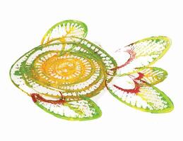 Fish art for kids hand monoprinting on paper make graphic . vector