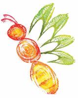 Bee art for kids hand monoprinting on paper make graphic . vector