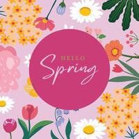 cute flower background with spring holiday for square design vector