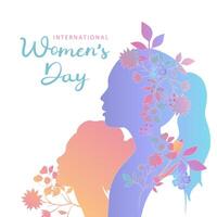 International women's day background with flower and gradient style for square design vector