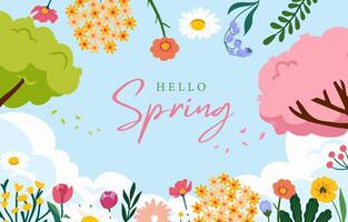 Spring landscape background with sky vector