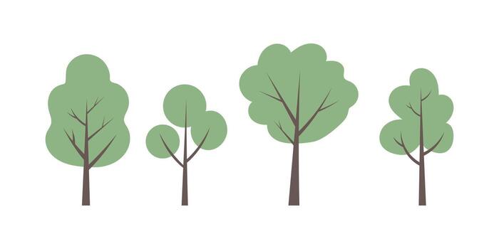 cuatro estilizado arboles en varios tamaños en contra un blanco antecedentes vector