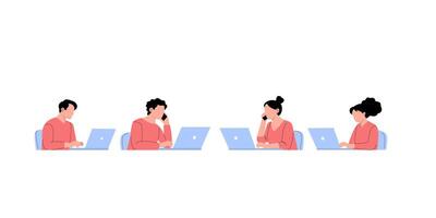 Diverse Team Working on Laptops, Communicating vector