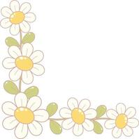 Daisy Flower Edge Border Frame. Simple and Cute Style Illustration. vector