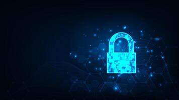 Futuristic abstract technology security concept lock cyber security concept. Protect data network. vector