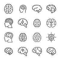 A set of brain icons in a row vector