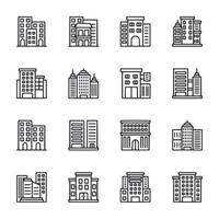 A collection of buildings in various styles and sizes vector