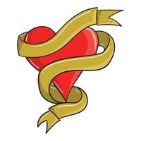 a cartoon heart with a ribbon around it vector