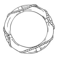 a drawing of a life preserver in a circle vector