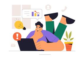Illustration of a Comfortable Work-From-Home Setup with Productivity and Flexibility Themes vector