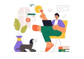 Illustration of a Home Office Setup Promoting Work-Life Balance and Productivity in a Flat Style vector