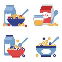 Colorful and Fun Cereal Bowl Graphics with Milk Perfect for Food Branding Projects vector