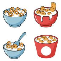 Fun and Delicious Cereal Bowl Graphics Featuring Whimsical Breakfast Illustrations vector