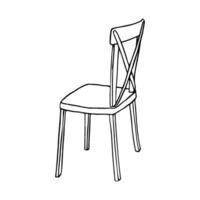chair wooden minimalist side view - hand drawn line art sketch vector