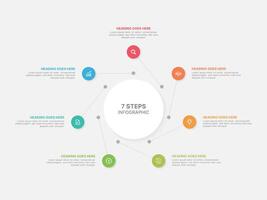 Modern Circular Round Infographic Template Design with 7 Data Points vector