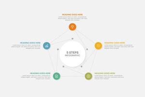 Modern Circular Cycle Infographic Design Template with Five Data Points vector