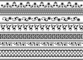set of border elements and page decoration elements on black colour vector
