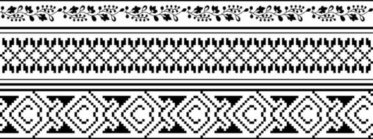 set of border elements ornament on black and white colour vector