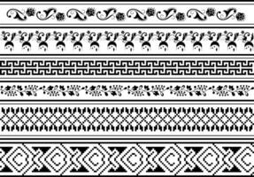 set of border elements and page decoration on black colour vector